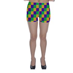 Mardi Gras Checkers Skinny Shorts by PhotoNOLA