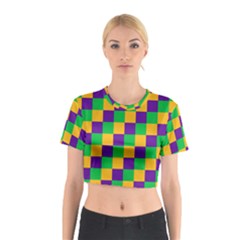 Mardi Gras Checkers Cotton Crop Top by PhotoNOLA