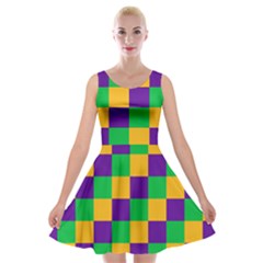 Mardi Gras Checkers Velvet Skater Dress by PhotoNOLA