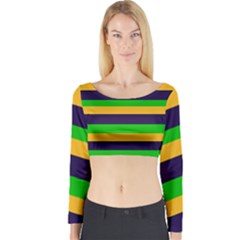 Mardi Gras Stripes Long Sleeve Crop Top