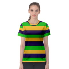 Mardi Gras Stripes Women s Sport Mesh Tee