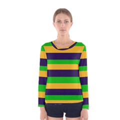 Mardi Gras Stripes Women s Long Sleeve Tee