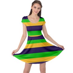 Mardi Gras Stripes Cap Sleeve Dresses