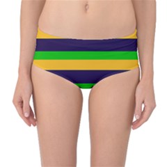 Mardi Gras Stripes Mid-Waist Bikini Bottoms