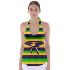 Mardi Gras Stripes Babydoll Tankini Top