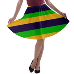 Mardi Gras Stripes A-line Skater Skirt by PhotoNOLA