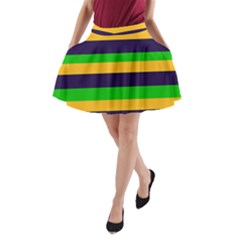 Mardi Gras Stripes A-Line Pocket Skirt