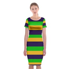 Mardi Gras Stripes Classic Short Sleeve Midi Dress