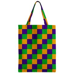 Mardi Gras Checkers Zipper Classic Tote Bag by PhotoNOLA