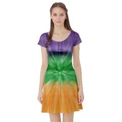 Mardi Gras Tie Die Short Sleeve Skater Dress by PhotoNOLA