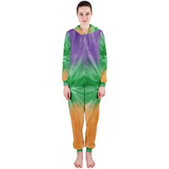 Mardi Gras Tie Die Hooded Jumpsuit (ladies)  by PhotoNOLA