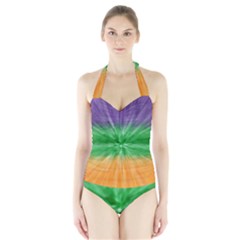 Mardi Gras Tie Die Halter Swimsuit by PhotoNOLA