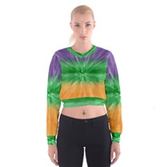 Mardi Gras Tie Die Women s Cropped Sweatshirt by PhotoNOLA