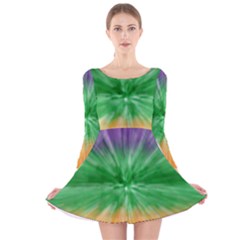 Mardi Gras Tie Die Long Sleeve Velvet Skater Dress by PhotoNOLA