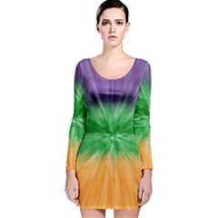 Mardi Gras Tie Die Long Sleeve Velvet Bodycon Dress by PhotoNOLA