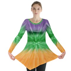 Mardi Gras Tie Die Long Sleeve Tunic  by PhotoNOLA