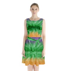 Mardi Gras Tie Die Sleeveless Chiffon Waist Tie Dress by PhotoNOLA