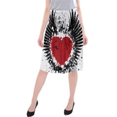 Wings Of Heart Illustration Midi Beach Skirt by TastefulDesigns