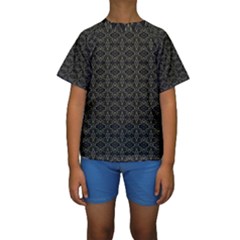 Dark Interlace Tribal  Kids  Short Sleeve Swimwear by dflcprintsclothing