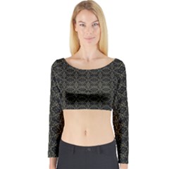 Dark Interlace Tribal  Long Sleeve Crop Top by dflcprintsclothing