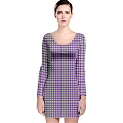 Mardi Gras Purple Plaid Long Sleeve Velvet Bodycon Dress by PhotoNOLA