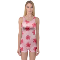 Watercolor Flower Patterns One Piece Boyleg Swimsuit by TastefulDesigns