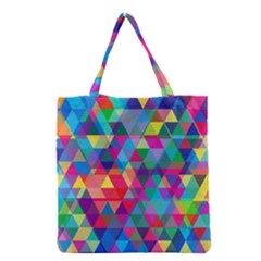 Colorful Abstract Triangle Shapes Background Grocery Tote Bag by TastefulDesigns