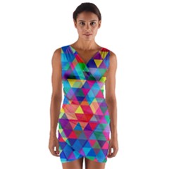 Colorful Abstract Triangle Shapes Background Wrap Front Bodycon Dress by TastefulDesigns