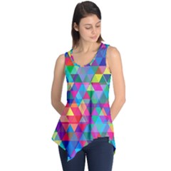 Colorful Abstract Triangle Shapes Background Sleeveless Tunic by TastefulDesigns