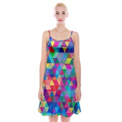 Colorful Abstract Triangle Shapes Background Spaghetti Strap Velvet Dress by TastefulDesigns