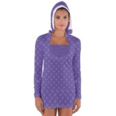 Abstract Purple Pattern Background Women s Long Sleeve Hooded T-shirt by TastefulDesigns