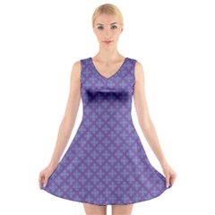 Abstract Purple Pattern Background V-neck Sleeveless Skater Dress by TastefulDesigns