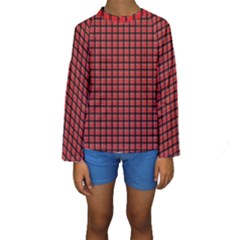 Red Plaid Kids  Long Sleeve Swimwear by PhotoNOLA