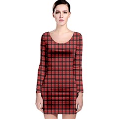 Red Plaid Long Sleeve Bodycon Dress by PhotoNOLA