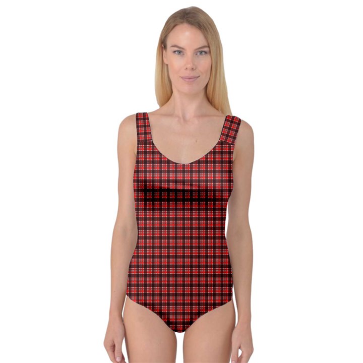 Red Plaid Princess Tank Leotard 