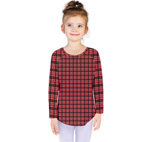 Red Plaid Kids  Long Sleeve Tee by PhotoNOLA