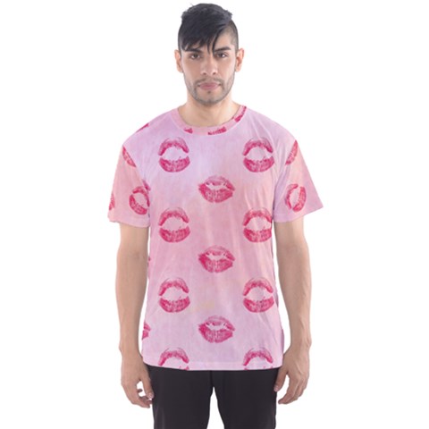 Watercolor Kisses Patterns Men s Sport Mesh Tee by TastefulDesigns