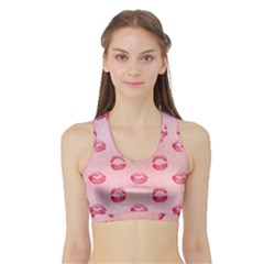 Watercolor Kisses Patterns Sports Bra With Border by TastefulDesigns