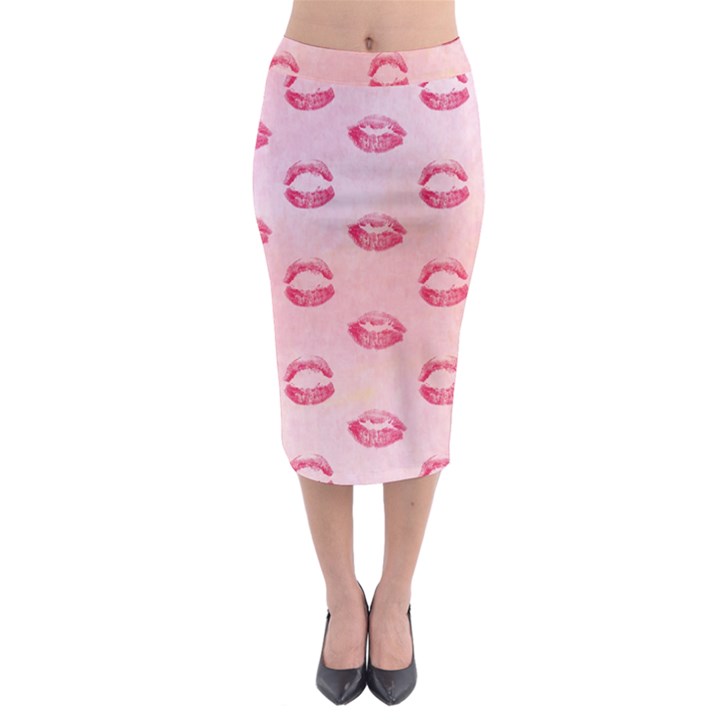 Watercolor Kisses Patterns Midi Pencil Skirt