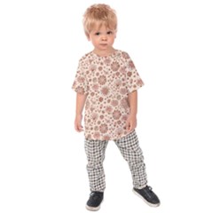 Retro Sketchy Floral Patterns Kids  Raglan Tee