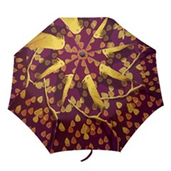 Bird Design Wall Golden Color Folding Umbrellas by Simbadda