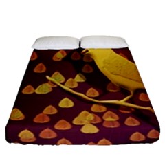 Bird Design Wall Golden Color Fitted Sheet (queen Size)