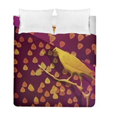 Bird Design Wall Golden Color Duvet Cover Double Side (full/ Double Size) by Simbadda