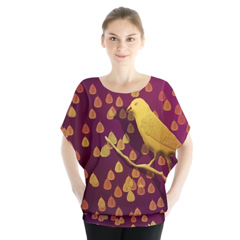 Bird Design Wall Golden Color Blouse by Simbadda