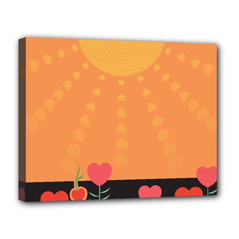 Love Heart Valentine Sun Flowers Canvas 14  X 11  by Simbadda