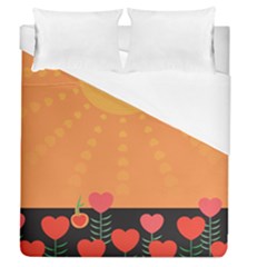 Love Heart Valentine Sun Flowers Duvet Cover (queen Size)