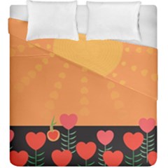 Love Heart Valentine Sun Flowers Duvet Cover Double Side (king Size)