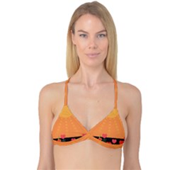 Love Heart Valentine Sun Flowers Reversible Tri Bikini Top by Simbadda