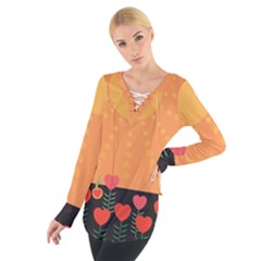 Love Heart Valentine Sun Flowers Women s Tie Up Tee by Simbadda