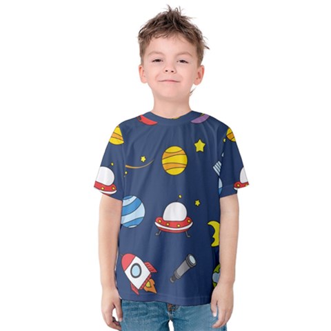 Space Background Design Kids  Cotton Tee by Simbadda